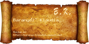 Baranyó Klaudia névjegykártya